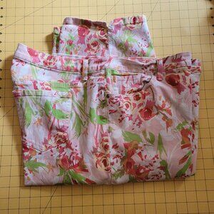 Gloria Vanderbilt Pink Roses Print Jean Capris Plus Size 22W
